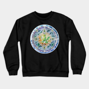 Camo cannabis stained glass rose window 420 dispensary weed Crewneck Sweatshirt